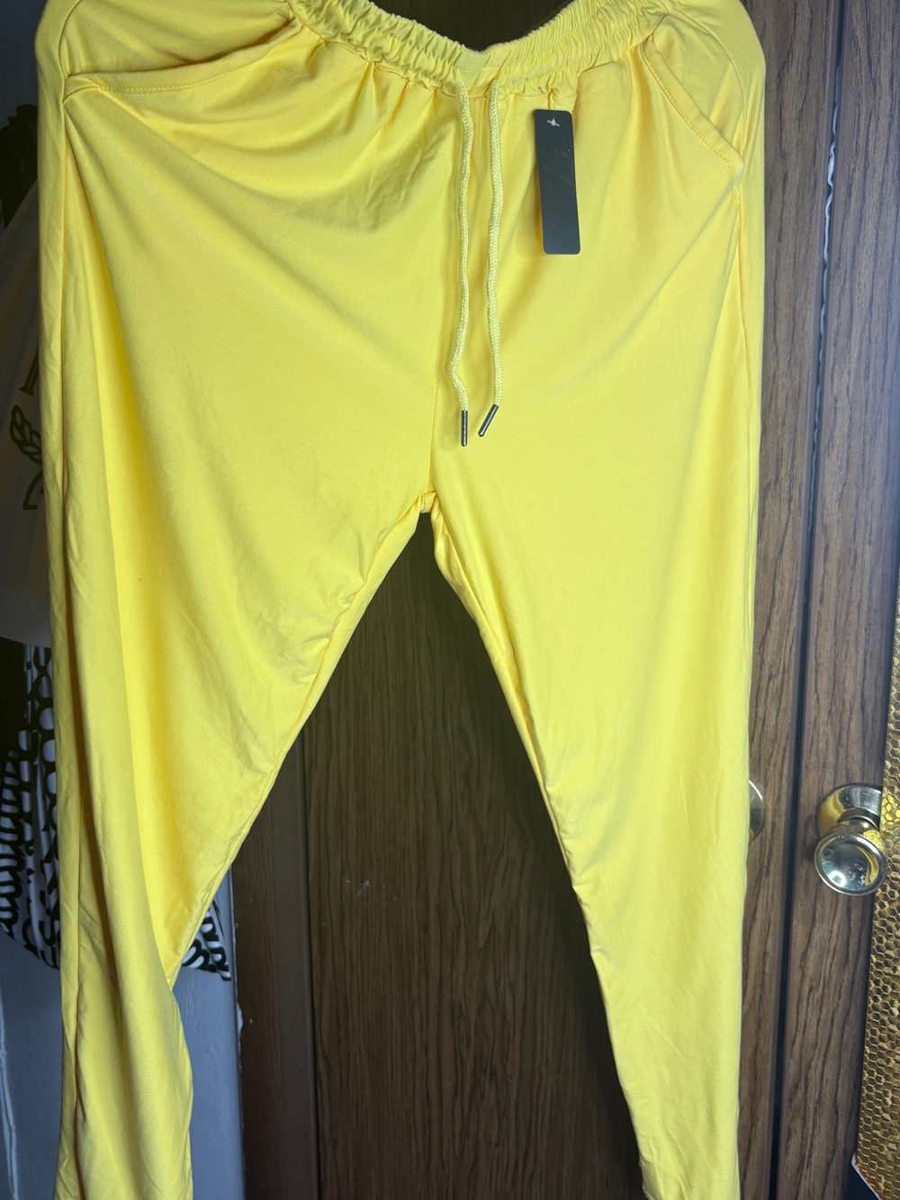 Bright Yellow Drawstring Jogger Pants